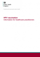 Guidance: HPV universal vaccination: guidance for health professionals